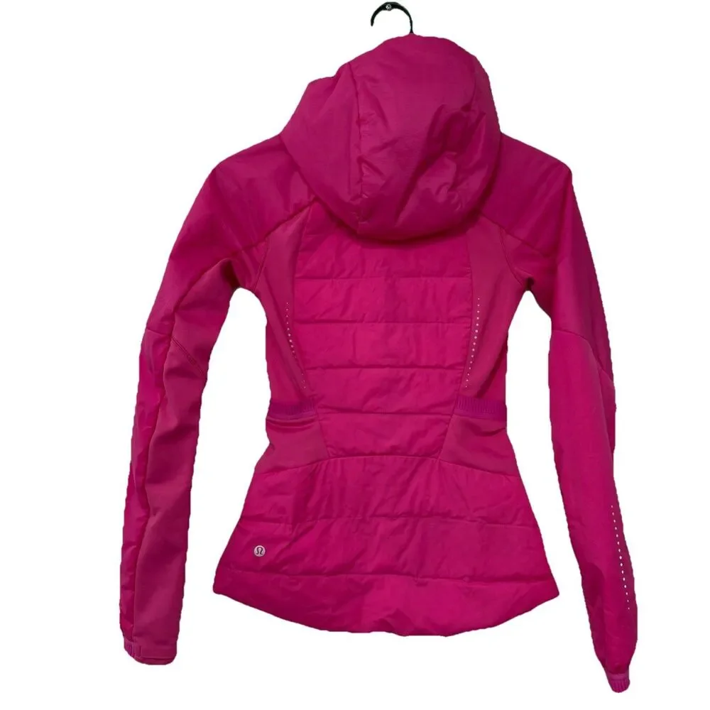 Lululemon Women’s Down For It All Jacket Sonic Pink Hooded Full Zip Puffer 0